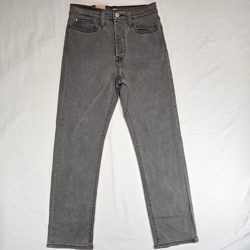 Levis Wedgie Straight Jeans Womens 27 Grey High Rise Button Fly 34964-0127 NEW